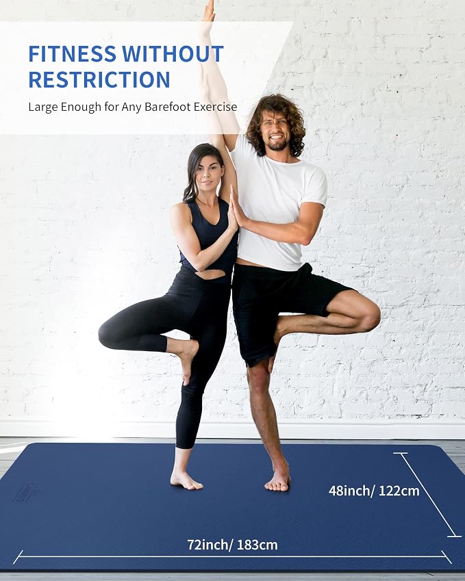 CAMBIVO Yoga Mat 72" x 48" Large Workout Mat for Home Gym Flooring | 6mm-12mm (0.24"-0.48") Extra Thick Exercise Mat for Apartment Fitness | High-Density TPE Cushioning for Joint Protection