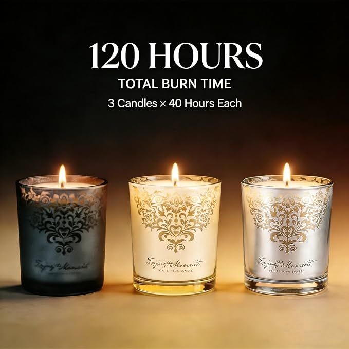 Luxury Soy Candle Gift Set for Women – 3 Pack 7oz Crystal Glass Aromatherapy Candles, 120H Total Burn Time, Soy & Beeswax Blend with Wick Trimmer & Snuffer Lid, Spa & Relaxation Scents