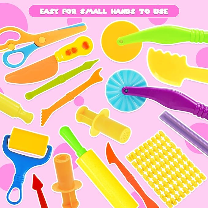 Playdough Tools Set, 38 Pcs Play Dough Sets for Kids Ages 4-8, Creative Play Dough Accessories with Clay Cutters, Roller, Molds, Safety Scissors, Educational Toys for Boys Girls