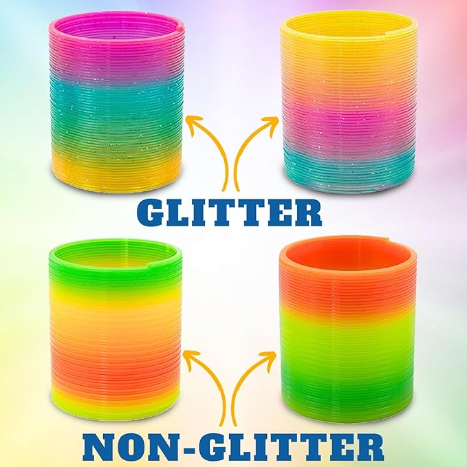 12 Pack Magic Rainbow Springs | Classic Novelty Colorful Rainbow Toy Assorted Bulk | Birthday Party Favors, Bag Fillers, Gift | Birthday Party Favors, Bag Fillers, Gift for Kids (1 Dozen) (3 Inches)