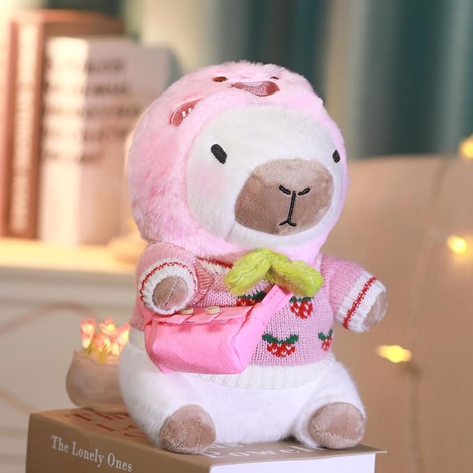 Capybara Plush with 9 pcs Clothes & Accessories, 10.2 in Cute Capybara Stuffed Animal Plush Toys, Dress Up Cute Plushies for Girls/Boys