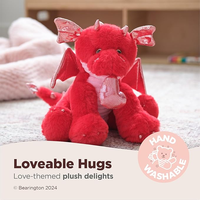 Bearington Lazarus The Love Dragon Stuffed Animal Valentine's Day Plush, Ideal for Valentine's Gift for Kids, Boyfriend or Girlfriend, Stuffy, 11 Inch