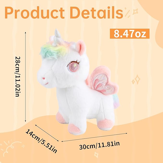 Plush Unicorn Stuffed Animal, Pink Unicorn Plush Toys for Girls Girlfriend Lovers, 11.8 Inches Smooth Plushies Hugging Pillow, Cute Pony Stuffed Animal Cuddle Toy Gift for Birthday Valentine Christmas
