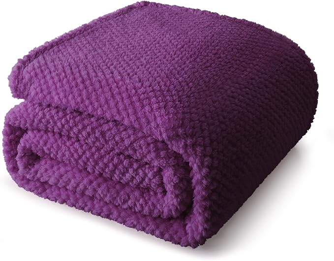 Whale Flotilla Soft Fleece Queen Size Bed Blanket, Purple | 90x90 Inch, Suitable for Bed, Fluffy Fuzzy Jacquard Blankets for All Season, Lightweight and Cozy