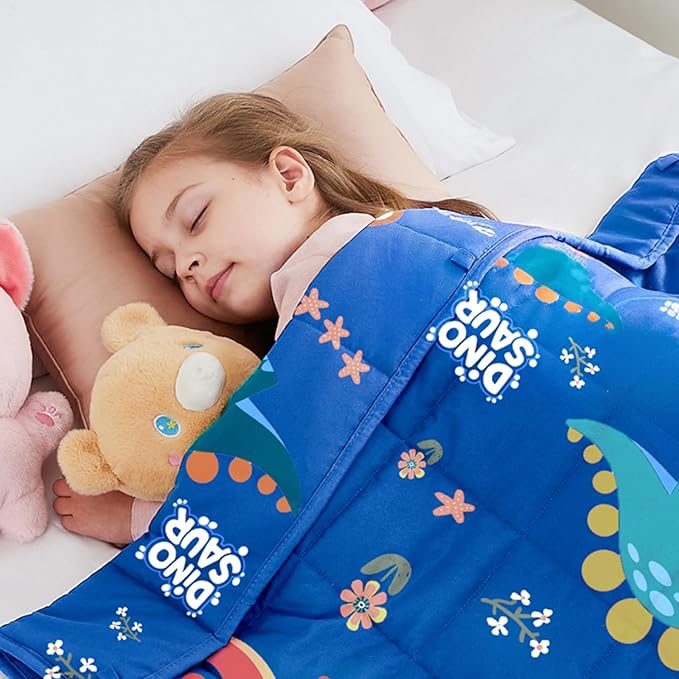 Weighted Blanket - 3 lbs Blue Dinosaur Heavy Blanket, 20"x30", Small Size Breathable Lap Blanket