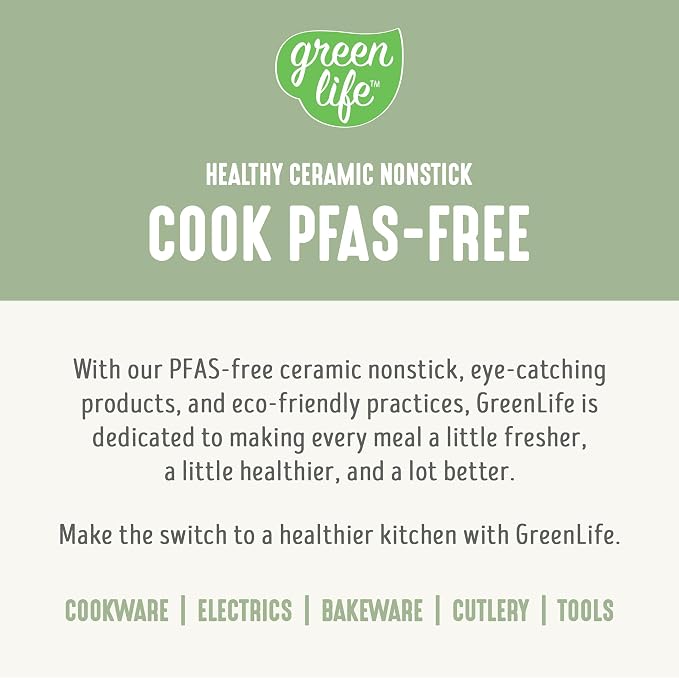 GreenLife Nonstick 12” (5QT) All in One Deep Skillet Wok with Lid, PFAS-Free Non-Toxic Ceramic Multi-Purpose Pan, Induction, All Stovetop, Egg, Stir Fry, Saute, Stay Cool Handle, Sage Green