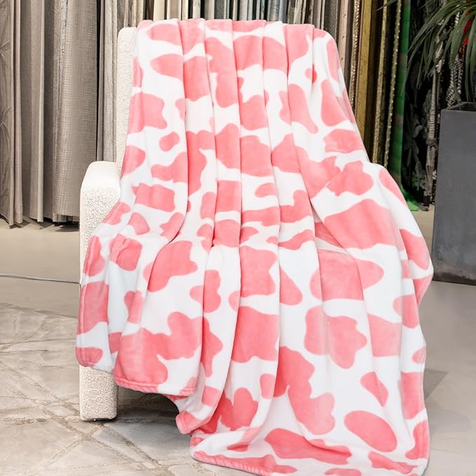 Pink Blankets Twin Size, Lightweight Cozy Fuzzy Soft Fleece Throw Blanket for Bed, Sofa, Pink Home Room Decor, Gifts for Women Teens Girls, 60"x80"