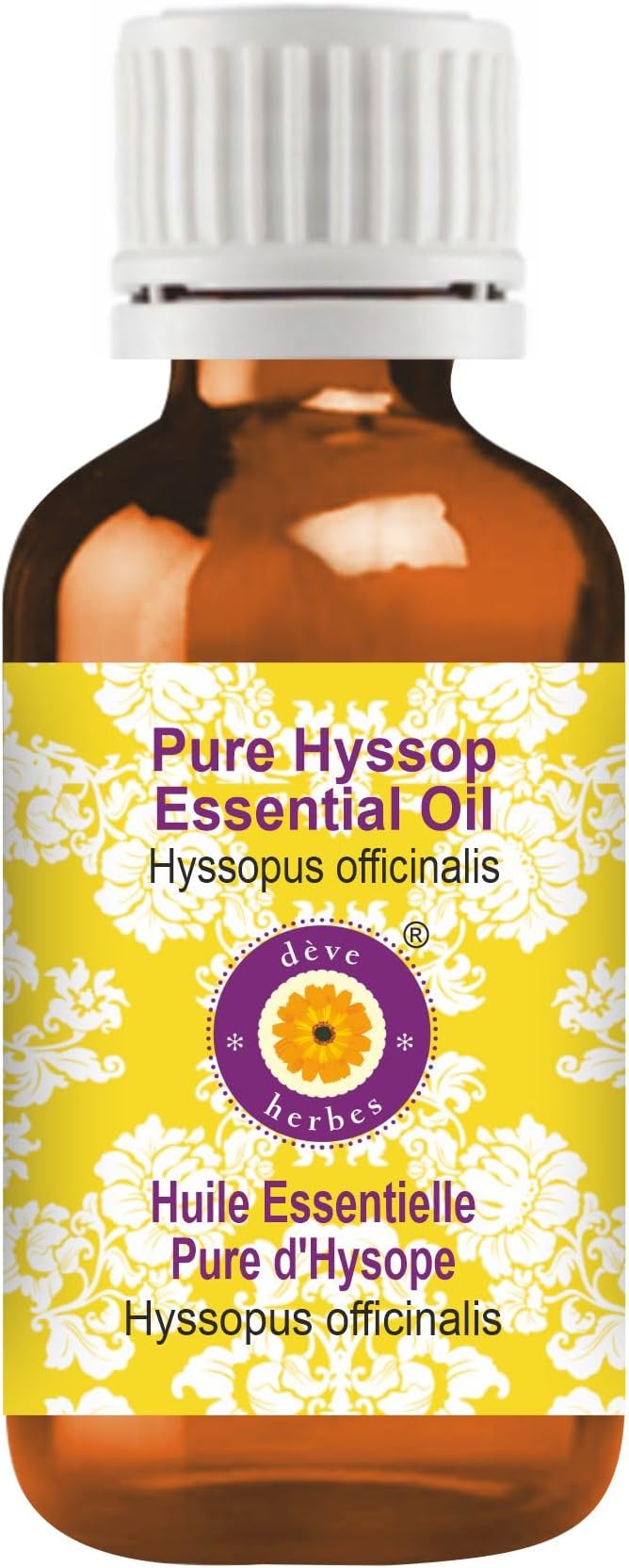 Deve Herbes Pure Hyssop Essential Oil (Hyssopus officinalis) Steam Distilled 50ml (1.69 oz)