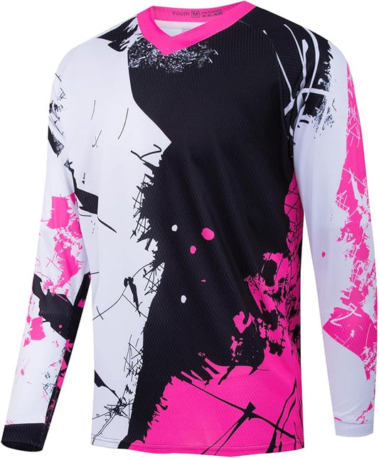 Kids Cyling Jersey,Youth Dirt Bike Jersey Boys Bicycle Shirt Girls Motorcycle Motocross Long Sleeve Off-Road Downhill Tops