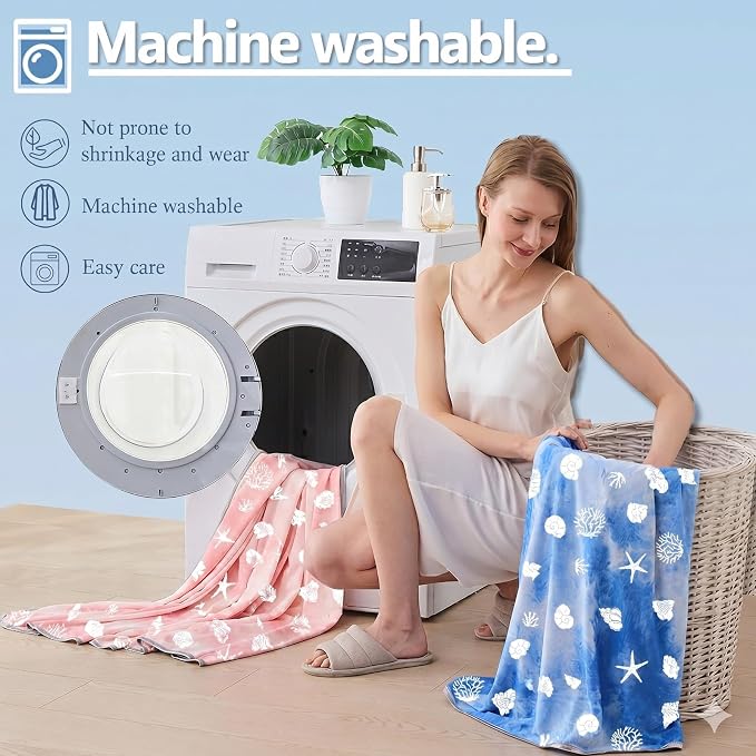Cooling Blanket Twin Size (60"x80"), Double Sided Ice Cold Blanket for Hot Sleepers, Transfer Heat to Keep Cool, Soft Lightweight for Night Sweats, Bed & Couch, Ocean Design