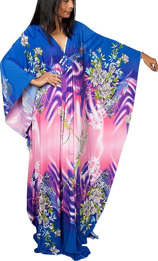 Venasha Womens Caftan Floral Print Kaftan Dress Short Sleeve Swimsuit Cover up Loungewear for Summer