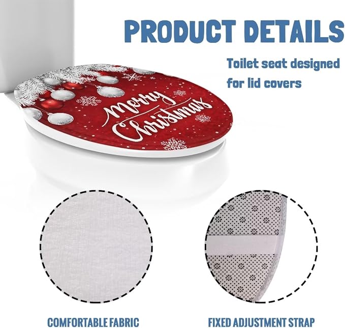 Christmas Snowflake Toilet Seat Lid Cover Christmas Decorations for Bathroom Snowflake Toilet Seat Lid Covers with Elastic Band Universal Toilet Tank Cover Replacement