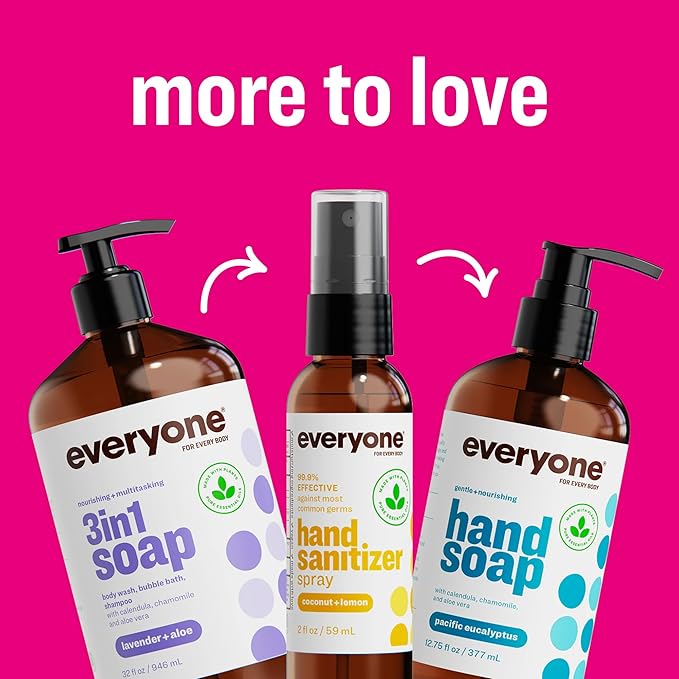 Everyone 3-in-1 Kids Soap, Body Wash, Bubble Bath, Shampoo, 32 Ounce (Pack of 2), Berry Blast, made with Essential Oils for Toddlers, Tweens and Teens