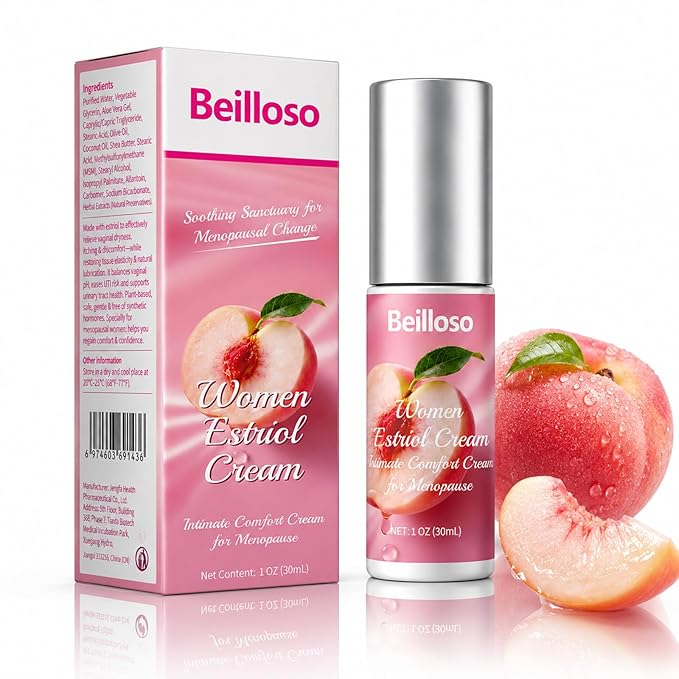 Women's Bioidentical Estriol Cream, Silky Peach, 1 oz | Intimate Moisturizer, pH-Balanced Feminine Care, Menopause Comfort & Hydration, Soothes Dryness, 2 Month Supply