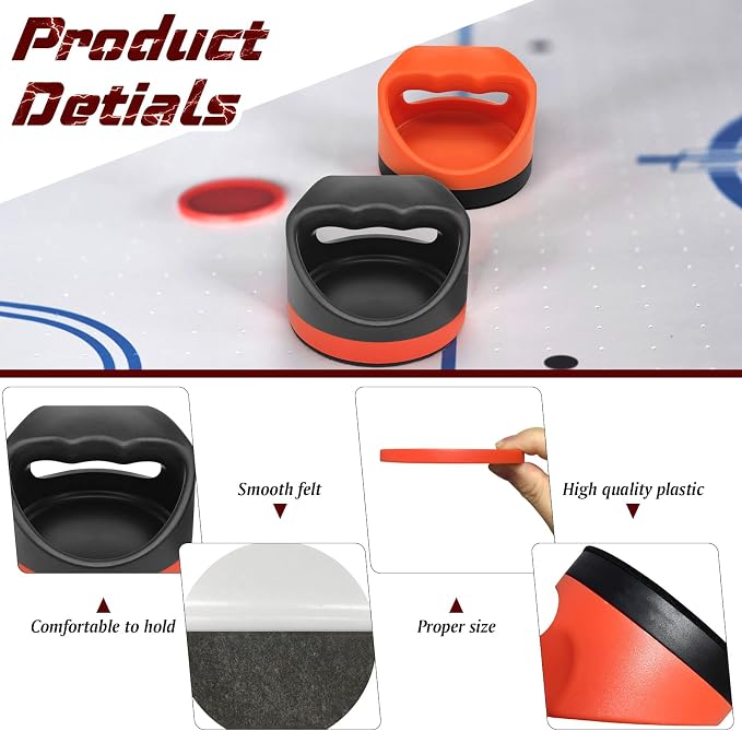 Air Hockey Pushers Air Hockey Pucks &Paddles,Goal Handles Paddles Replacement Accessories for Game Tables Include 2 Pushers, 4 Red &4 Blue Pucks