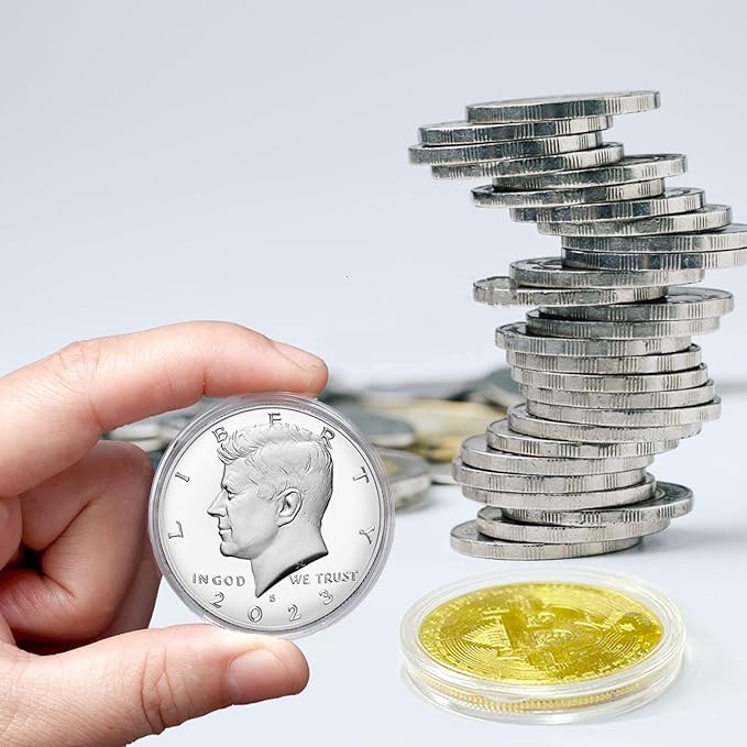 MUDOR Coin Holders for Half Dollar, 100 Pack Coin Storage Cases for Collectors, Plastic Coin Collection Protectors Capsules