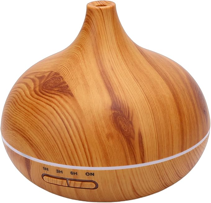 ZJchao Aromatherapy Diffuser Humidifier Silent Wood Grain USB Essential Oil Diffuser with Remote Control 550ml for Home Office Bedroom