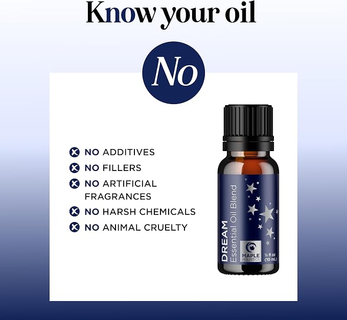 Sleep Essential Oil Blend for Diffuser - Dream Essential Oils for Diffusers Aromatherapy and Relaxation with Clary Sage Ylang-Ylang Roman Chamomile and Lavender for Sleep Time Support (10mL)