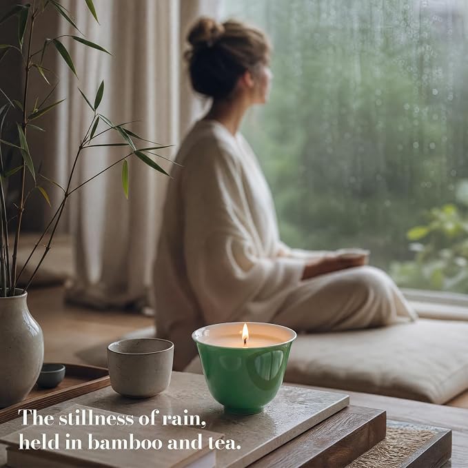 My Cup Rain Whisper Luxury Scented Candle, Soy Wax, Hand Poured Tea Inspired Home Fragrance in Reusable Porcelain Vessel, Gifts for Women, 6 oz