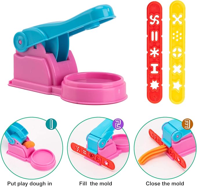 Dough Tools for Kids, 46Pcs Dough Toys Include Play Food Molds - Cupcakes, Ice Cream, Noodle, Play Bulk Pack with Roller, Cutters, Scissor, DoughMat and Storage Bag Gifts (Tools)