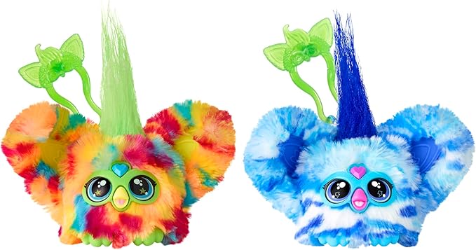 Furby Furblets 2-Pack, Mini Friends Pix-Elle & Ooh-Koo, 45+ Sounds Each, Music & Speaks Only Furbish, Electronic Plush Toys, Multicolor & Blue/White, Back to School Gifts, Ages 6+ (Amazon Exclusive)