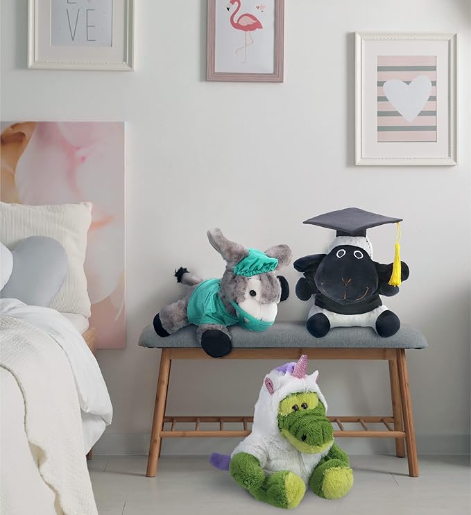 DolliBu Large Stuffed Animal Dress Up Set for Teddy Bear Toys - Costume Pack Has Unicorn, Santa Claus, Graduation Gown, Doctor Scrub Uniform, and Police Officer Clothes for Stuffed Animals - 5 Outfits