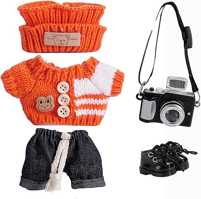 5set 17cm Dolls Clothes Outfit Set - Casual Style Costumes for Doll Figures, Camera Set,Have a seat Clothes - 6.7 Inches Cute Dolls Daily Refill,Gifts for 17cm Doll Lovers (Style-C)
