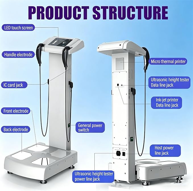 Commercial Body Composition Analyzer for Gym and Home Used Analyzer Body Health Machine Bioelectrical Impedance,Wireless Printing White