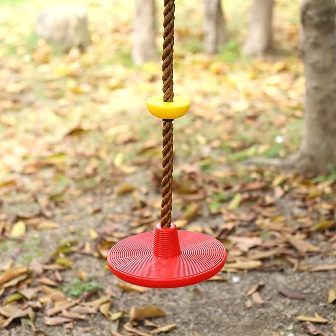 Climbing Rope Tree Swing with Platforms and Disc Swing Seat Set Outdoor Playground Accessories for Kids Including Hanging Strap & Carabiner Rope Swings for Tree Outdoor Swing Set Accessories