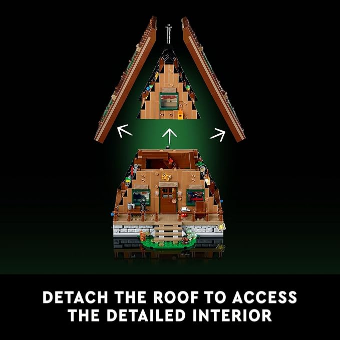 LEGO Ideas A-Frame Cabin 21338 Collectible Display Set, Buildable Model Kit for Adults, Gift for Nature and Architecture Lovers, Includes 4 Customizable Minifigures and 11 Animal Figures