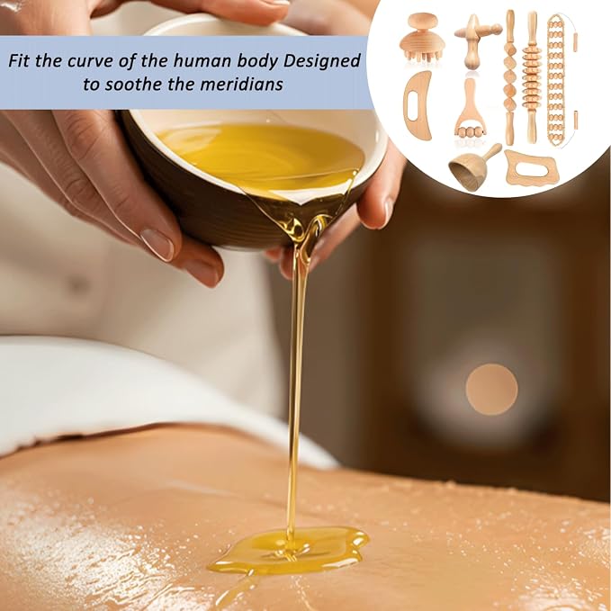 9-in-1 Wood Therapy Massage Tools, Wooden Body Sculpting Tools, Massage Tools for Body Contouring and Shaping, Maderoterapia Kit, Wood Therapy Tools for Body Sculpting