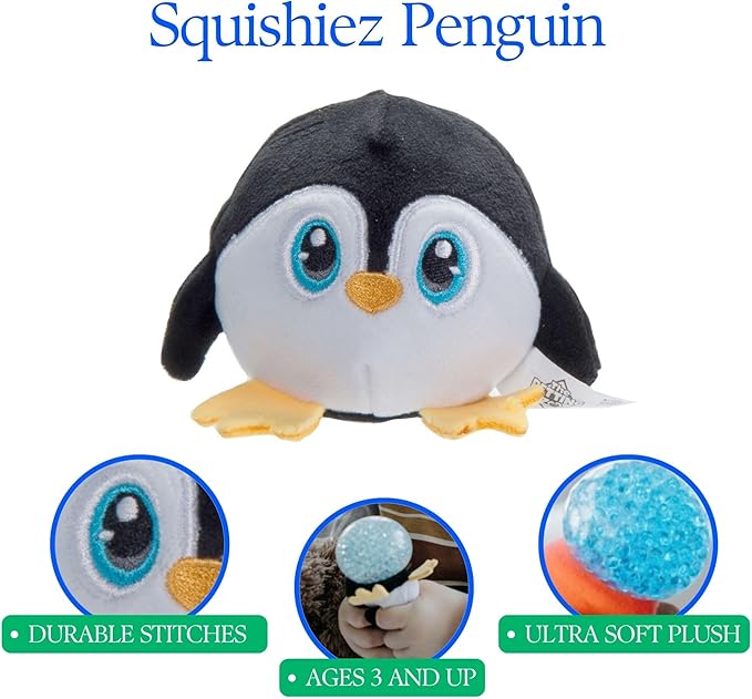 The Petting Zoo Penguin Stuffed Animal Plushie, Gifts for Kids, Squishiez Sealife Animal Squeeze Toy, Penguin Plush Toy 3 Inches