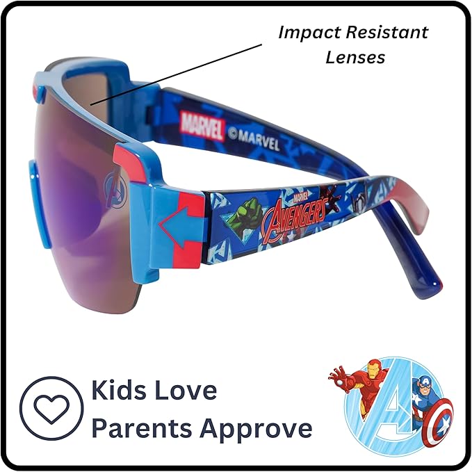 ARKAID Marvel Kids Sunglasses | Iron Man & Captain America Dress-Up Accessories | UV400 | One Size Fits Most Kids