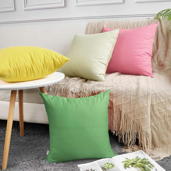 Thmyo 4-Pack 100% Cotton Comfortable Solid Decorative Throw Pillow Case, Square Cushion Cover Pillowcase Sublimation Blank Pillow Covers DIY Throw Pillowcase(16x16 inch/ 40x40cm,Sage Green)