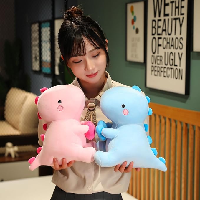 SQEQE Dinosaur Stuffed Animal, Loving Soft Dino Plush Toys with Holding Heart, Sweet Romantic Anniversary Birthday Gift for Her Girls Boys Girlfriend(Blue,12 inch)