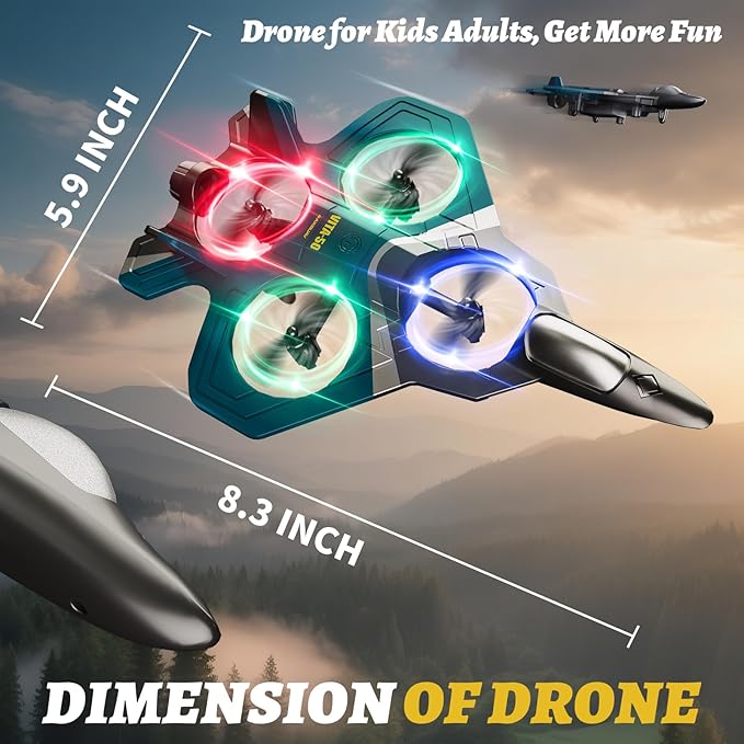 Foam RC Plane for Kids 4-8 8-12 12-16, Remote Control Airplane Toys for Boys Kids Adults Beginners, RC Planes Fighter Jet Helicopter Drones for Kids Adults, 360° Flip Easy to Fly