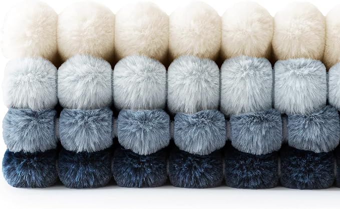 MIULEE Faux Fur Plush Decorative Throw Pillow Covers 16x16, Navy Blue | Set of 4, Striped, Soft Coastal Modern Cozy Home Decor, Cushion Cases for Sofa Couch Bed Living Room