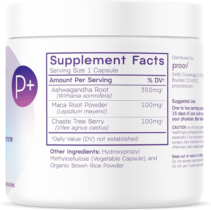 Proov - Luteal Love - Promotes Progesterone Production, Cortisol & Hormone Balance for Women -Fertility & Menopause Support -Vitex, Ashwagandha, Maca -Herbal Supplement -New Packaging - 1 Month Supply