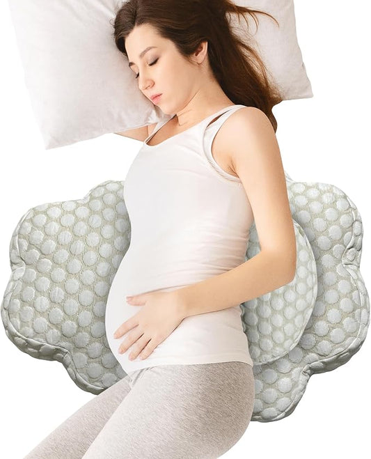 Pregnancy Wedge Pillow for Sleeping Cloud Shape - Bamboo Cover Fabric - Soft and Adjustable Wedge Pillow for Back, Belly and Hip Relief - All Trimesters Side Sleeping