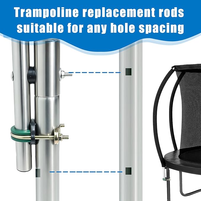 Trampoline Poles Replacement 1PCS, Trampoline Accessories Universal Replacement Parts, to Fit 8-14FT, Includes Foam Sleeve and Hardware with 2 Fixing Methods