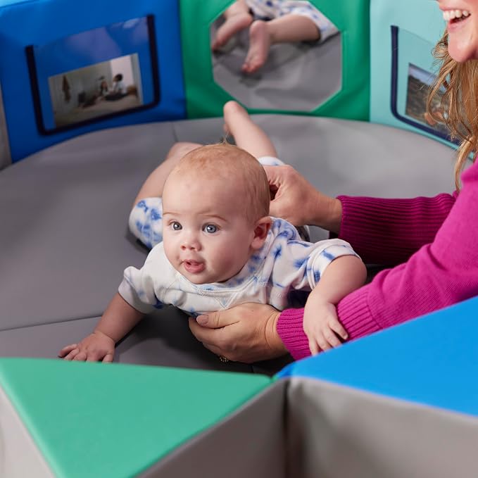 ECR4Kids SoftZone Wall of Mirrors Activity Center and Play Mat, Sensory Toy, Contemporary, 3-Piece