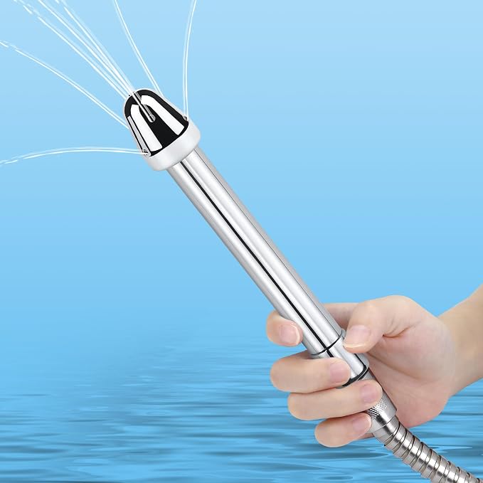 Aluminium 3 Shower Heads Water Nozzle Anal Douche Vaginal Cleaning Kit + Velvet Carry Bag