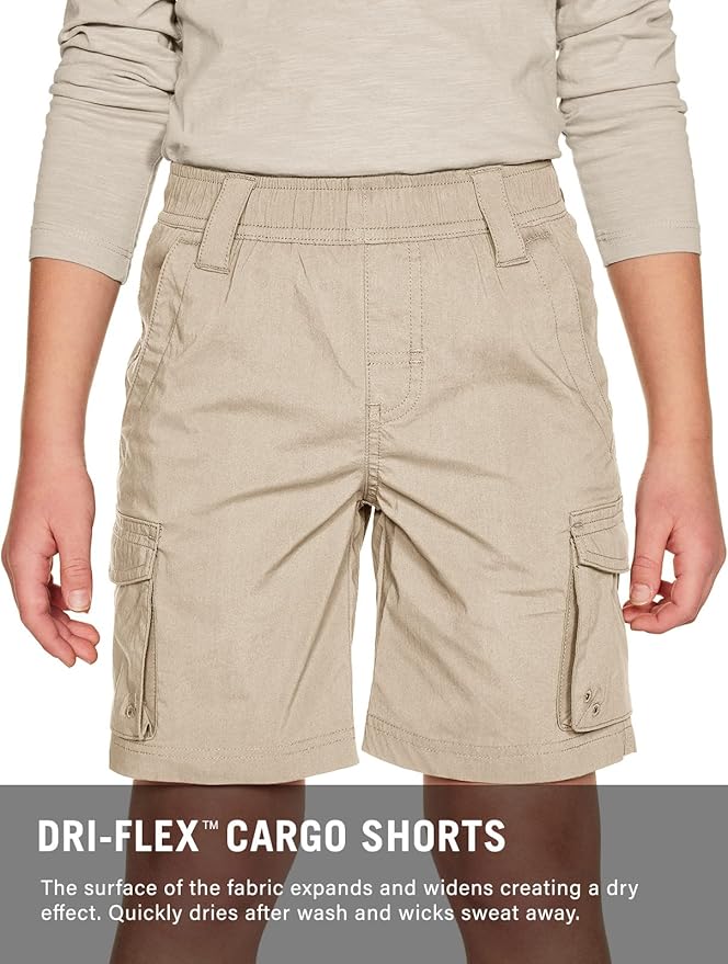 CQR Kids Youth Pull on Cargo Shorts, Outdoor Camping Hiking Shorts, Lightweight Elastic Waist Athletic Short with Pockets