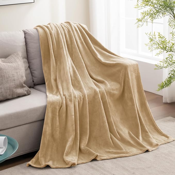 BEDELITE Fleece Blanket Soft Plush Throw for Couch Light Camel 50"x60" | Ultra Soft Fleece, Plush Microfiber, Lightweight Warmth, All Season Comfort, Fade Resistant, Machine Washable, Couch Sofa Bed