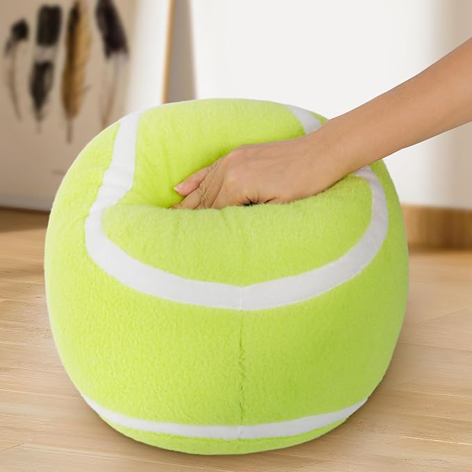 Tennis Ball Plush, 11.8" Soft Tennis Stuffed Toy Tennisball Throw Pillow Fluffy Tennis Plushies Sport Theme Gift for Kids Boy & Girls Children