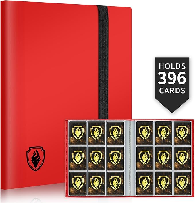 Card Binder 9 Pocket, Fabmaker 396 Pockets Trading Card Binder, Premium Collector Card Album for Standard Cards, Side Loading Card Collection Folder for Game Cards, Sport Cards, Red