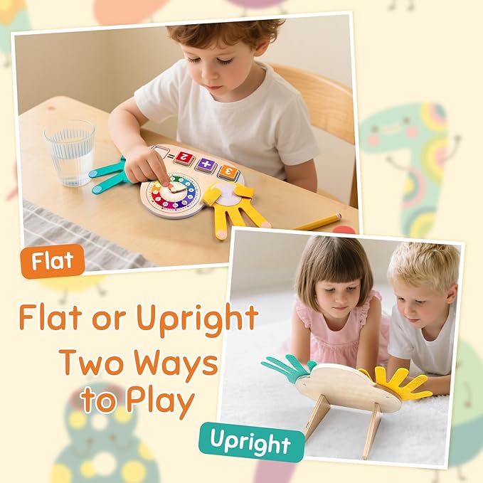 Montessori Toys for 3 4 5 Year Old – Math Manipulatives with Clock, Number Blocks & Finger Counting Cards, Educational Preschool Learning Activities & Toys for Toddlers Ages 3+