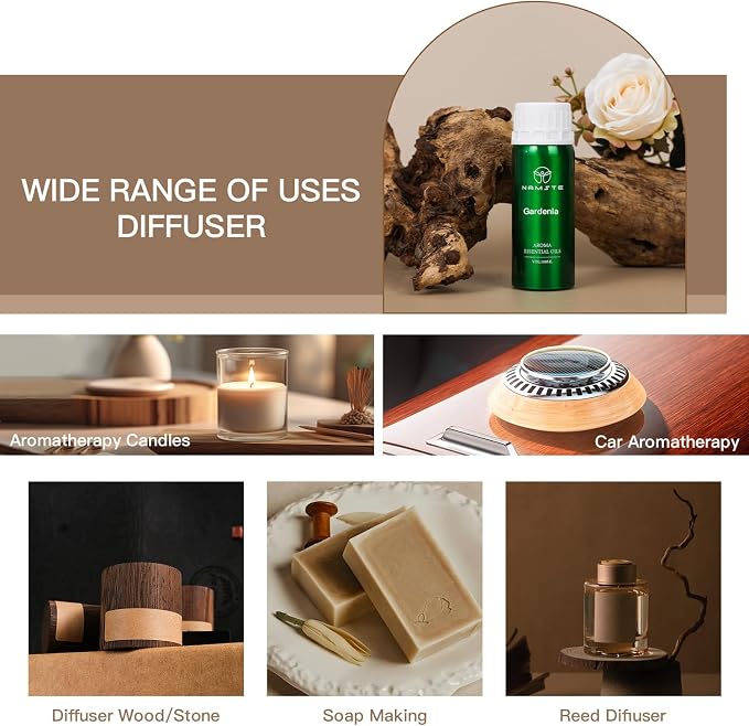 Gardenia Essential Oil Blends for Diffuser and Humidifier, Floral Air Freshener Liquid, Luxury Home Fragrance Oil 3.38 Fl Oz for Wedding Gift, Candle and Soap Making