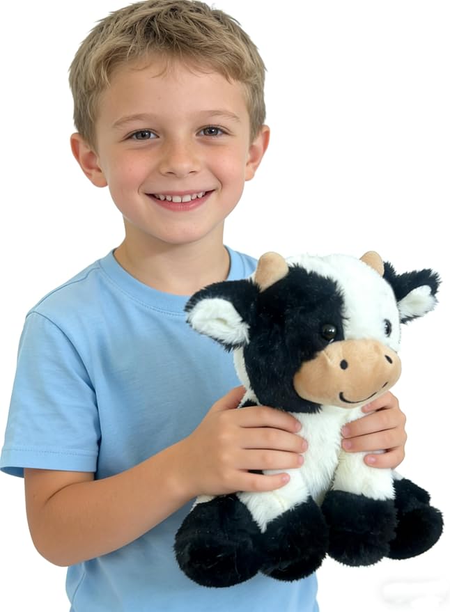 Cow Stuffed Animals Soft Plush Cute Cow Doll for Boys Girls 11.8in (zuo NIU heibaise 30cm)