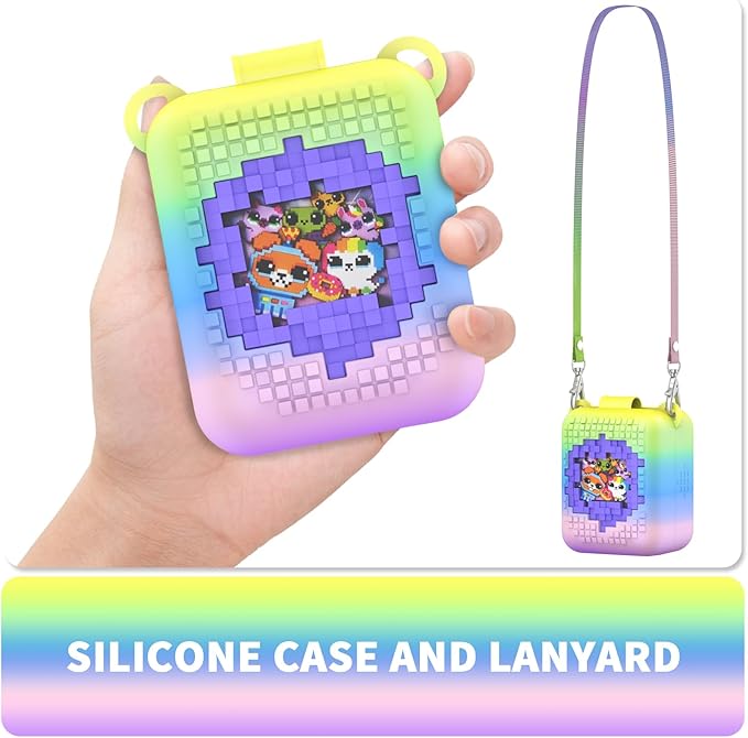 Soft Silicone Case for Bitzee Interactive Toy Digital Pet, Shockproof and Protective Carrying Case for Bitzee Interactive Electronic Pets with Lanyard (Rainbow)